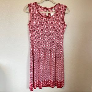 Max Studio Fit & Flare Dress Size M Red Patterned Contrasting Hem Sleeveless NWT
